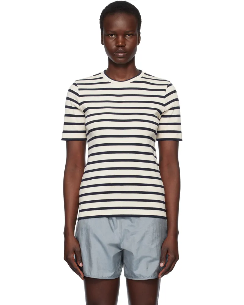 Jil Sander Off-White & Navy Crewneck T-shirt 124