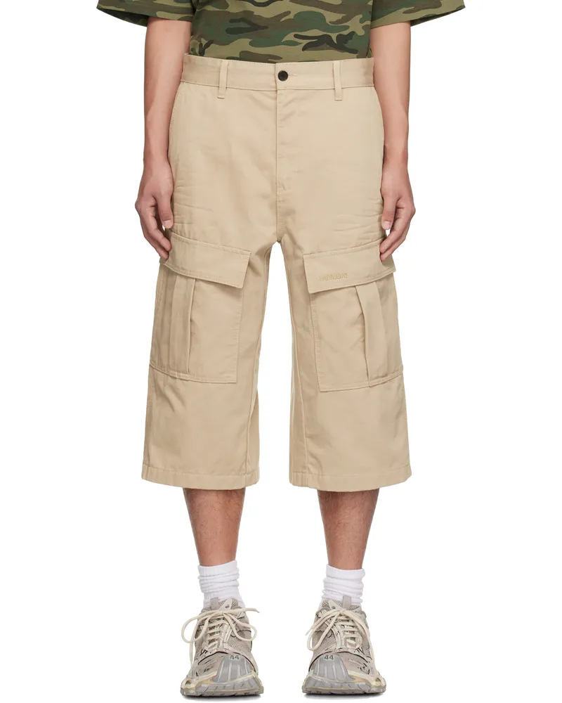WE 11 DONE Beige Cargo Chino Shorts Beige