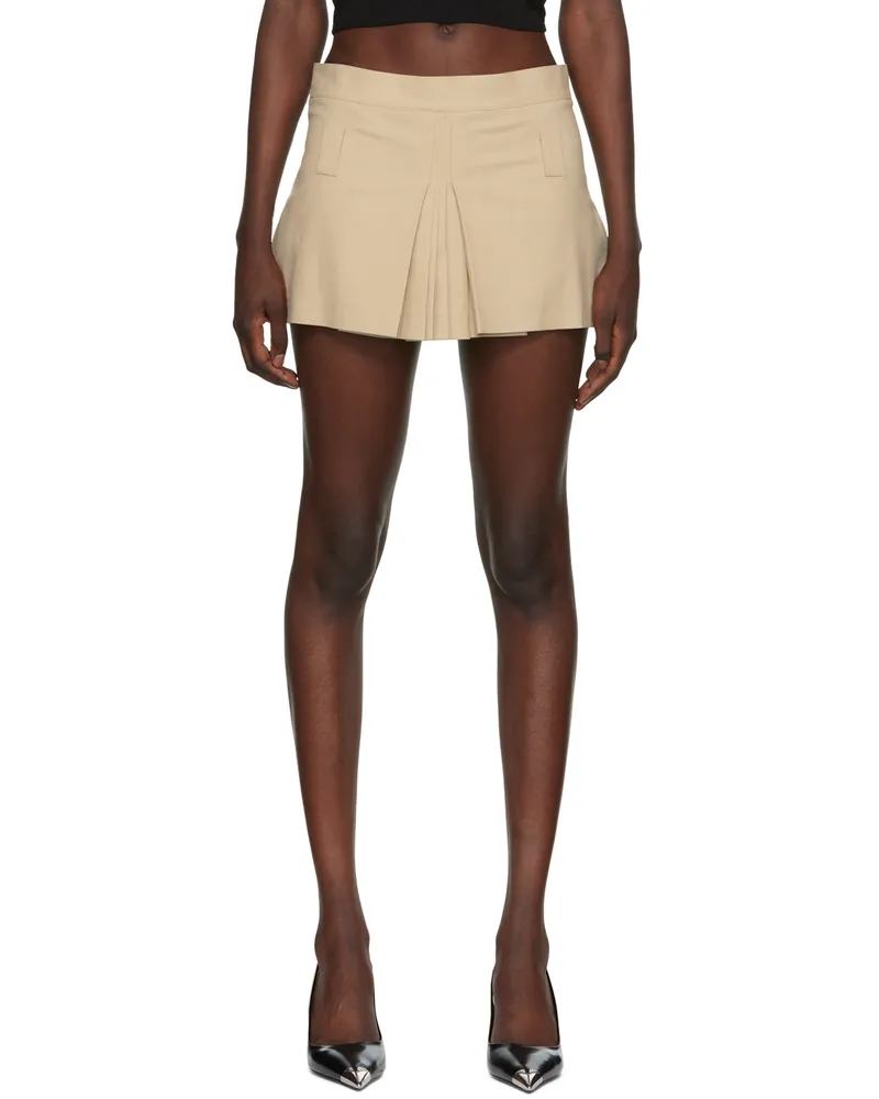 BONBOM Beige Pleated Miniskirt Beige