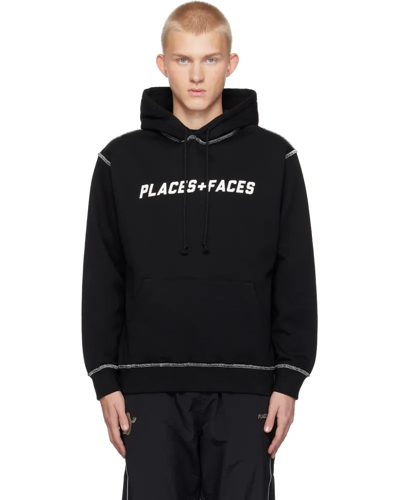 PLACES+FACES Black Contrast Stitch Hoodie Black