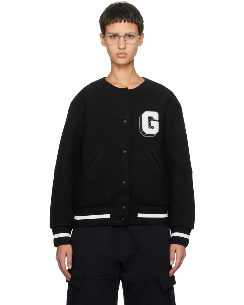 Givenchy Black 'G' Patch Bomber Jacket 001-black