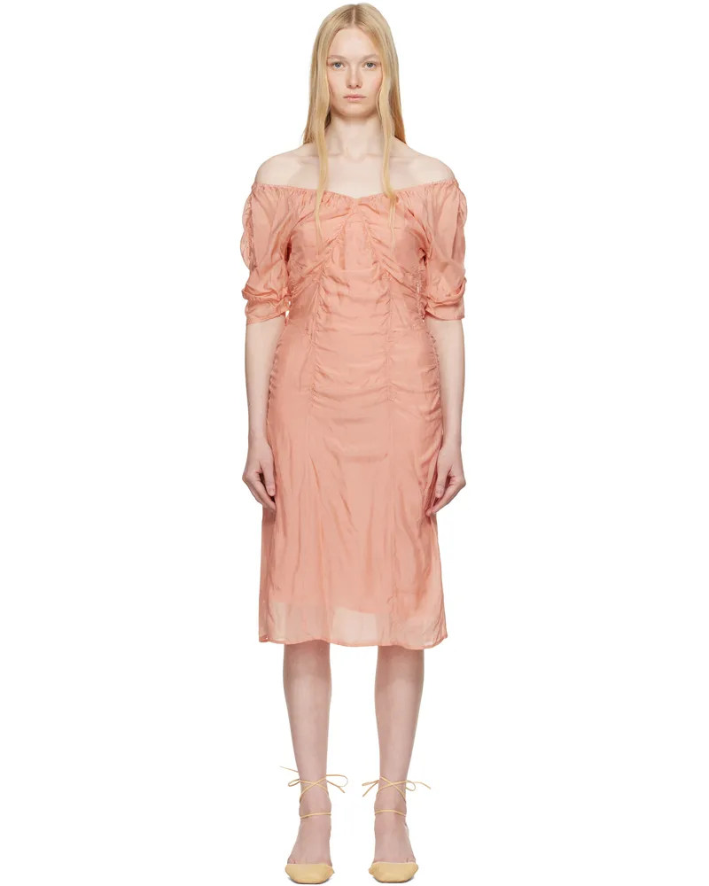 Christophe Lemaire Pink Silk Chiffon Parachute Midi Dress Re316