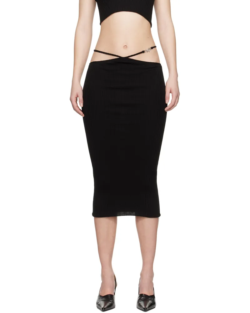 Amiri Black Staggered Midi Skirt Black