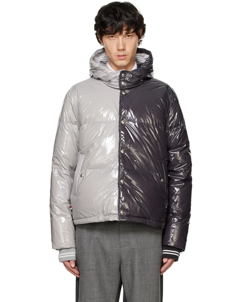Thom Browne Black & Gray Funmix Detachable Hood Down Jacket 055