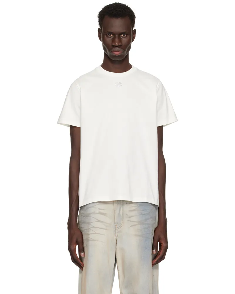 Ganni Off-White Relaxed Rhinestone T-shirt Egret