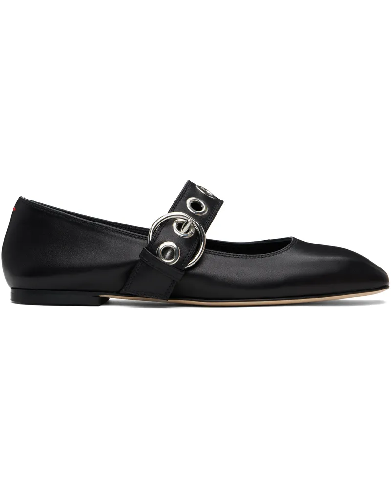 aeyde Black Uma Eyelet Ballerina Flats Black