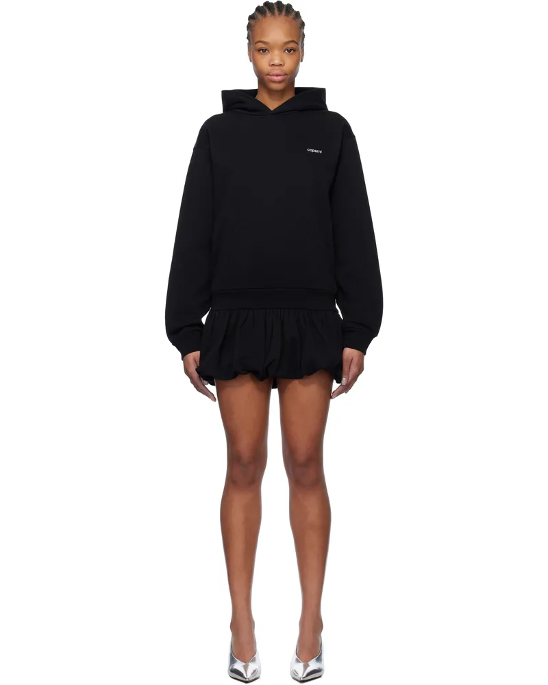 COPERNI Black Basque Logo Hoodie Minidress Black-white