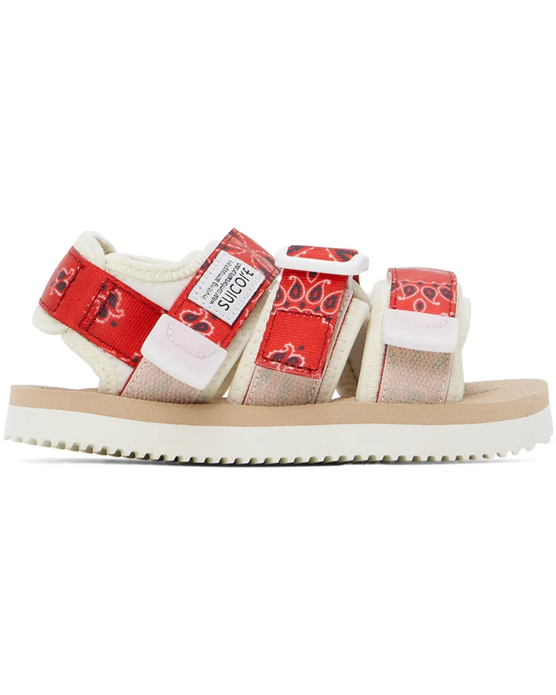 SUICOKE Kids Beige & Red Moto Sandals Red
