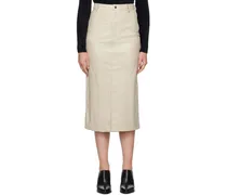 Beige Breanne Faux-Leather Midi Skirt