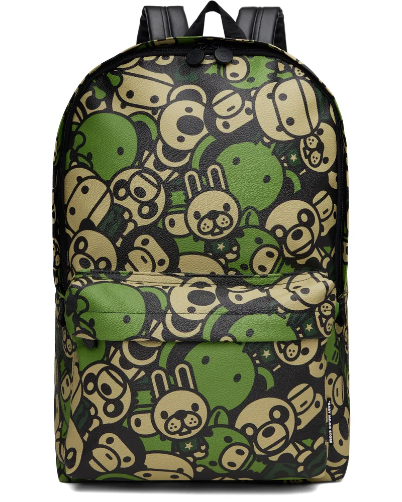 BAPE Green Faux Leather Large Backpack Grz