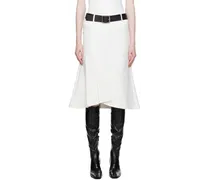 White Fishtail Midi Skirt