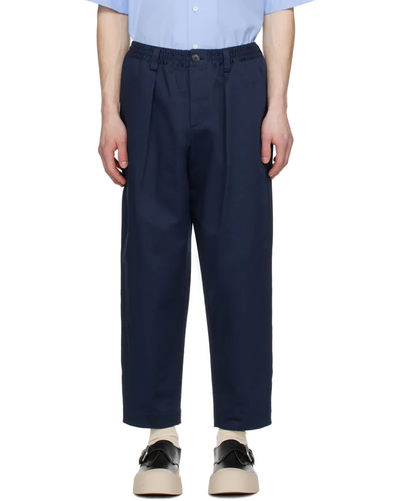 Marni Navy Drawstring Trousers 00b80