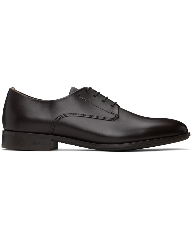 HUGO BOSS Brown Leather Signature Trim Derbys 201-dark