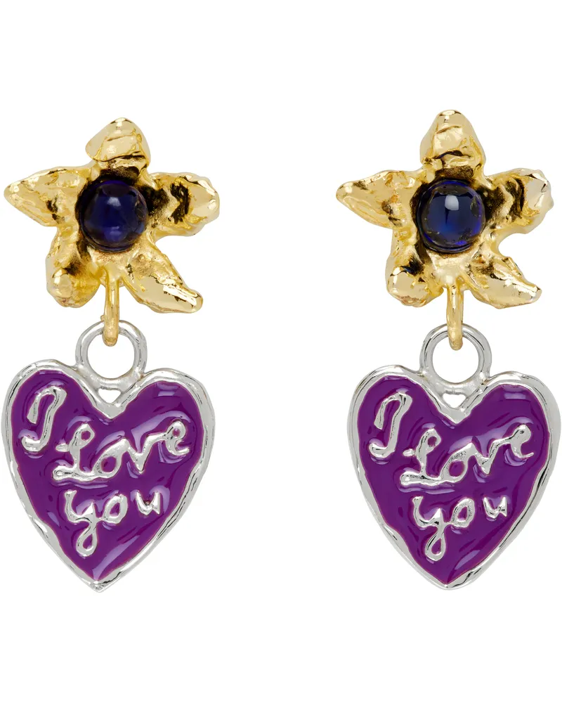 CHOPOVA LOWENA Gold & Silver Lovers Drop Earrings Gold