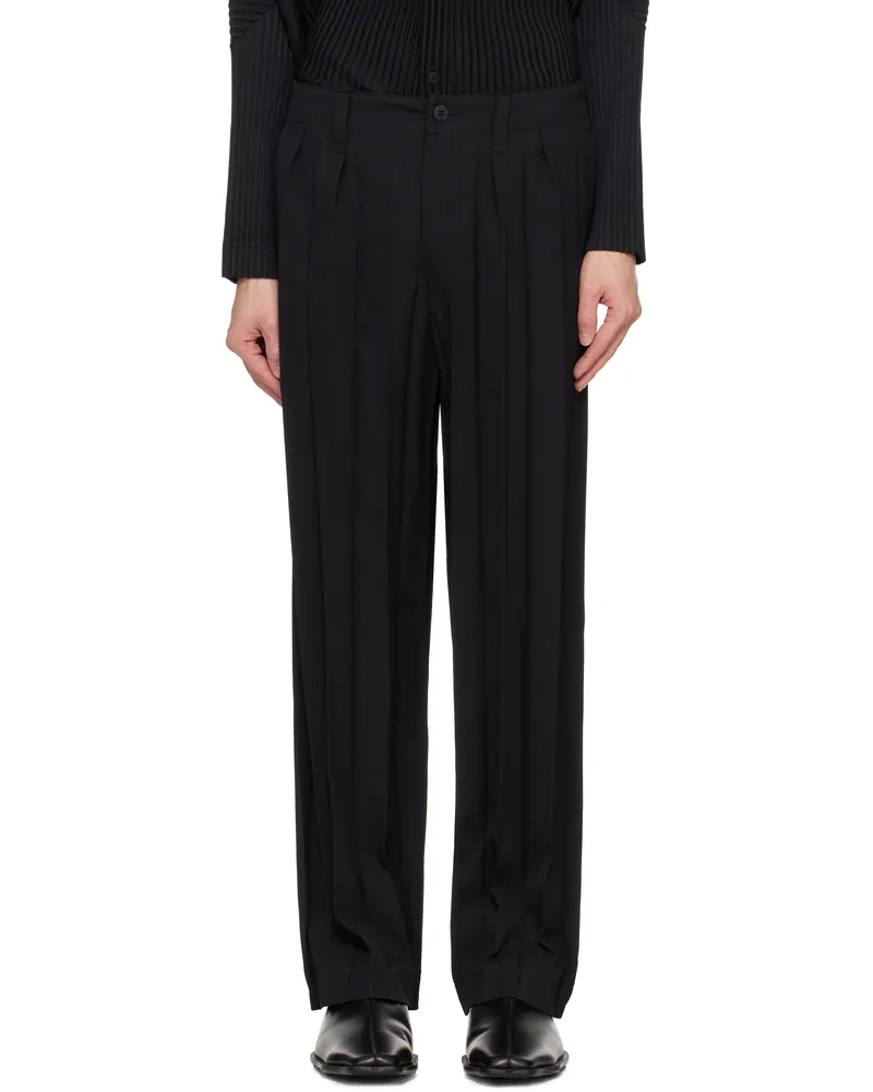 Issey Miyake Black Edge Ensemble Trousers 15-black