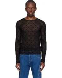 Marine Serre Black Moonogram Long Sleeve T-Shirt Bkblack