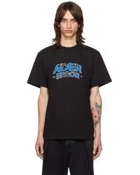 Adererror Black Flocked Logo T-shirt Noir