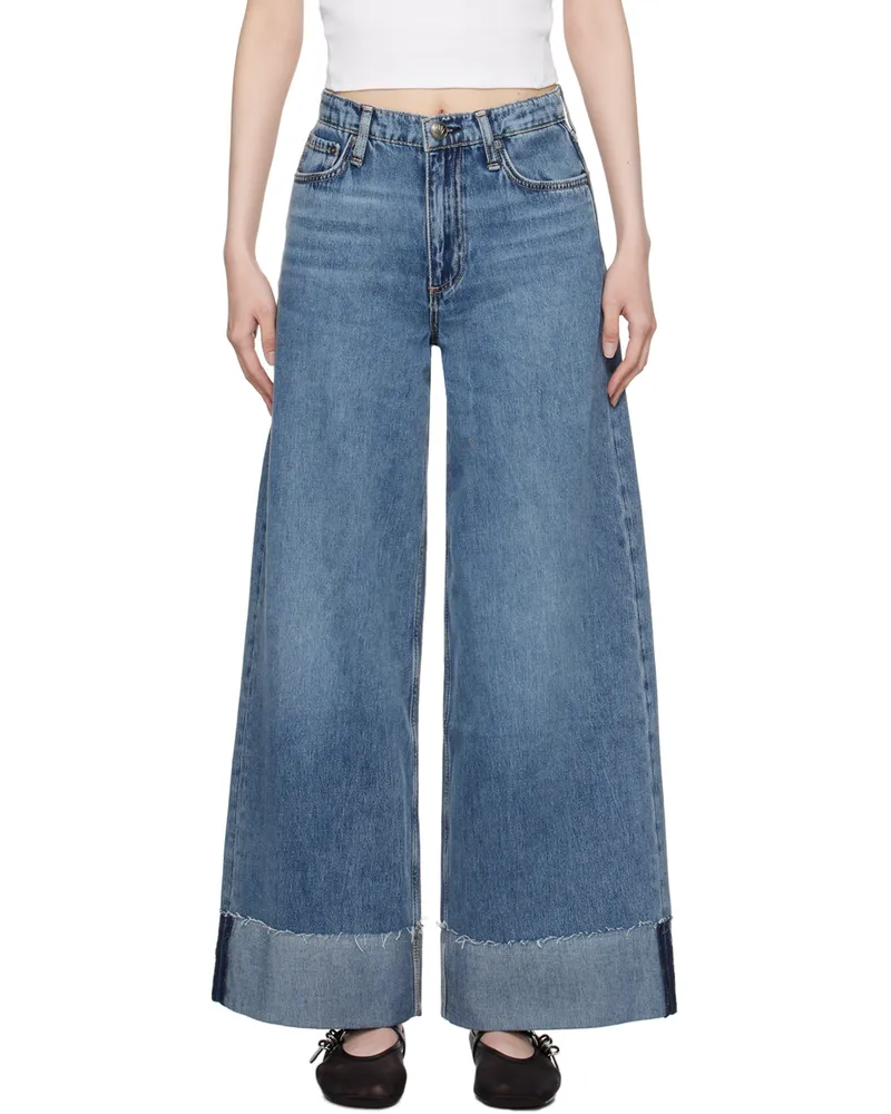 Rag & Bone Blue Sofie Ankle Ultra Wide-Leg Jeans Pebbles