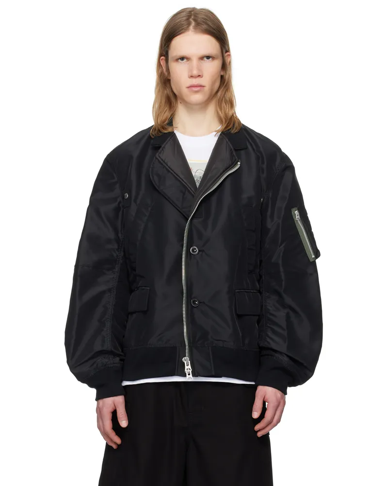 Sacai Black Nylon Twill Bomber Jacket 001