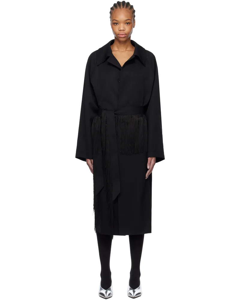 Maison Margiela Black Wool Gabardine Trench Coat 900