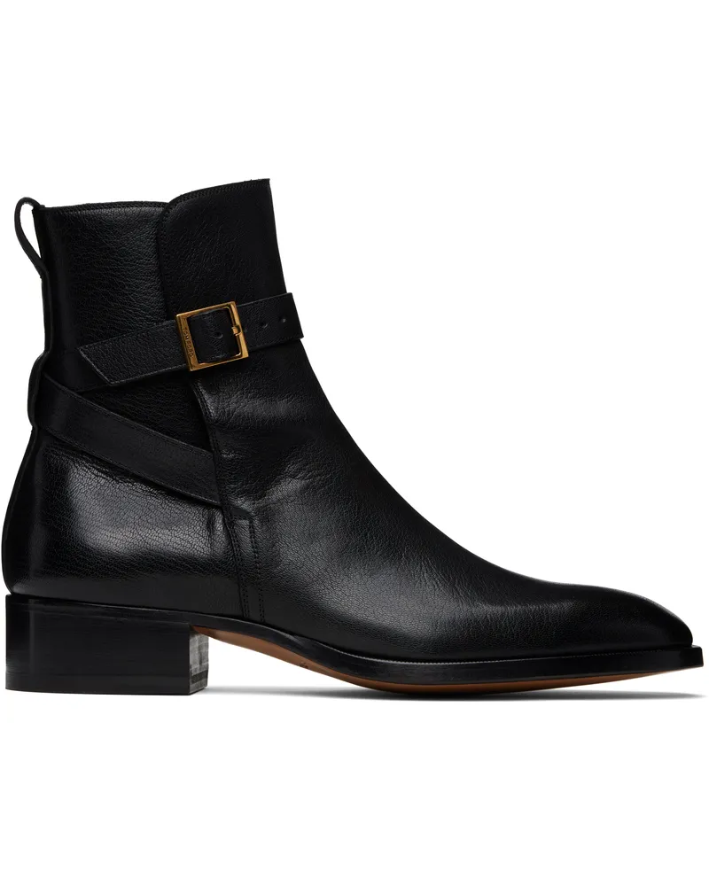 Tom Ford Black Supple Grain Kenneth Buckle Boots 1n001black