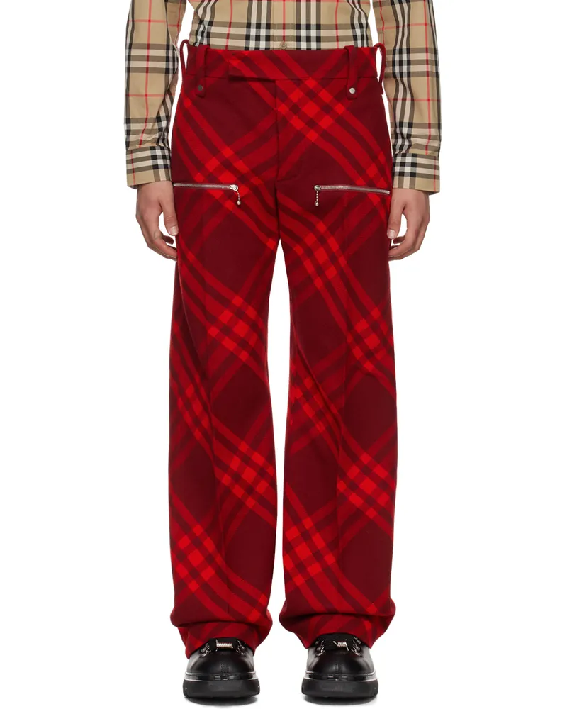 Burberry Red Check Trousers Ripple