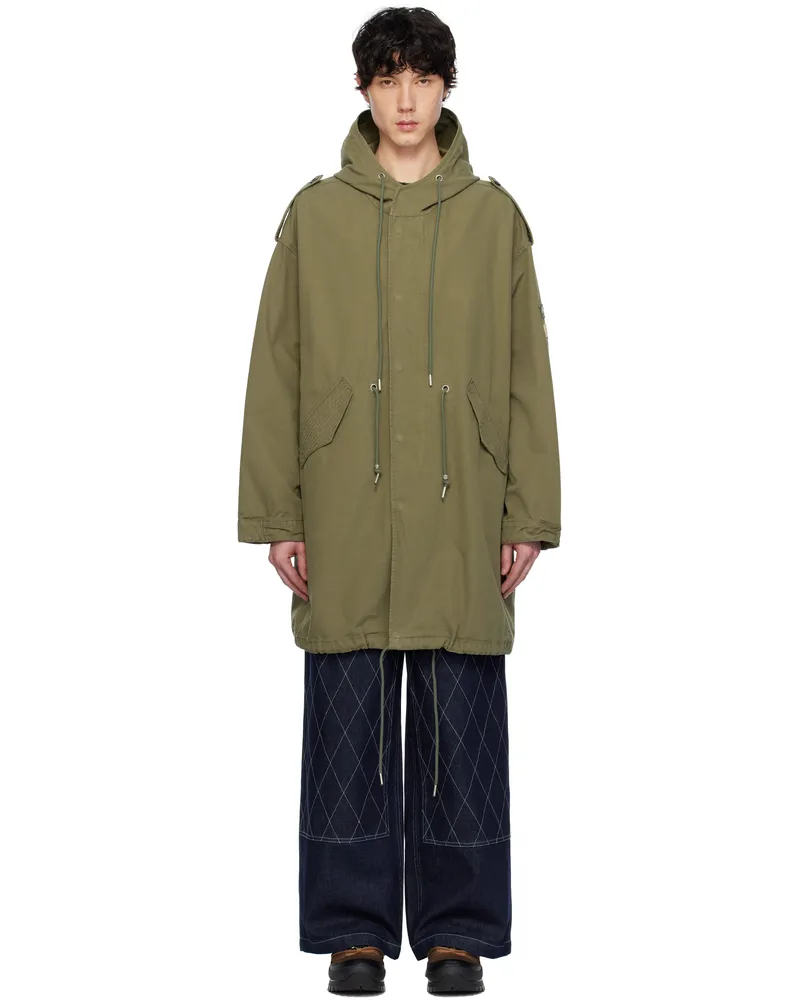 AFTER PRAY Khaki Safari Hooded Fishtail Coat Khaki