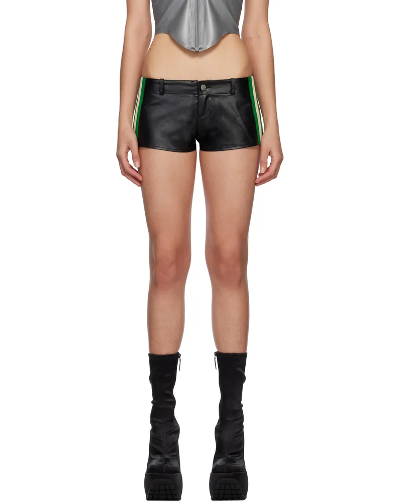 Miaou Black Devon Faux-Leather Shorts Black