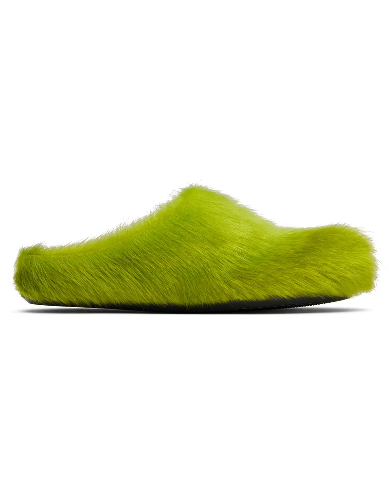 Marni Green Long Hair Calfskin Fussbett Slip-on Loafers 00v07