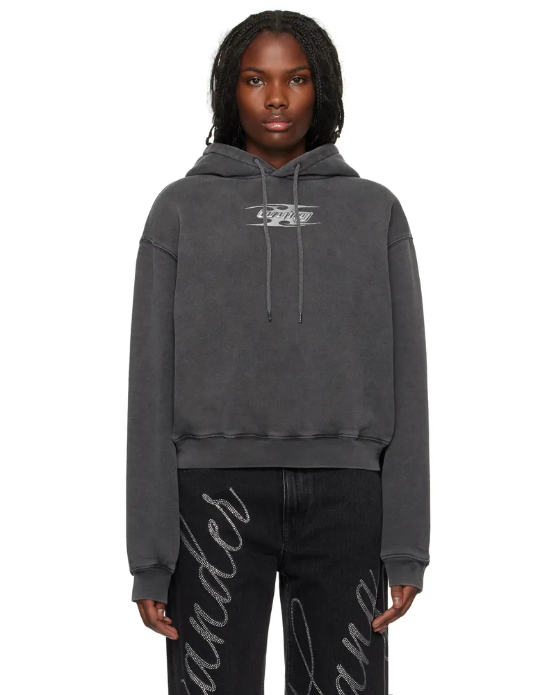 Alexander Wang Gray Blade Logo-Embossed Hoodie 208a