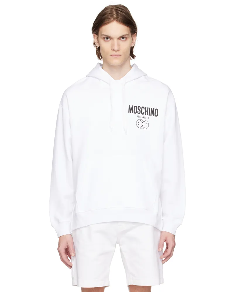 Moschino White Printed Hoodie V1001