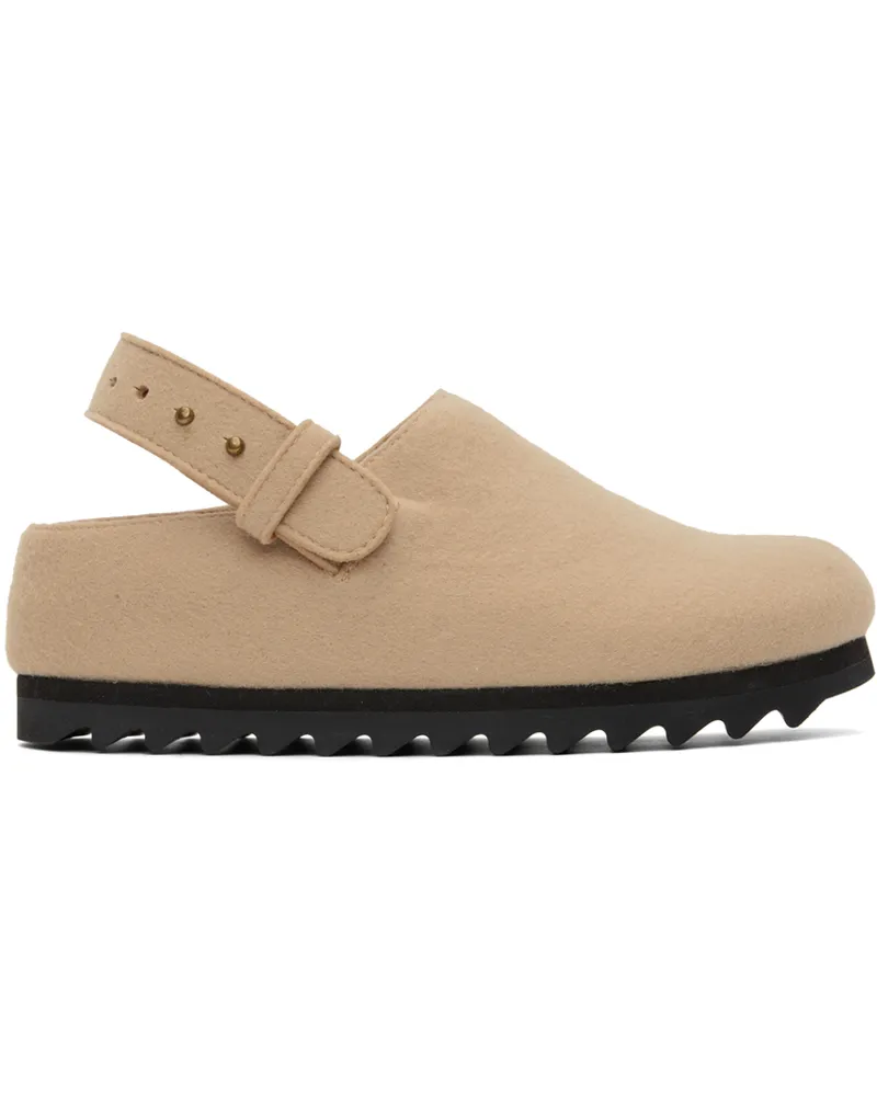 Lauren Manoogian Beige Felt Buckle Mules Ecr