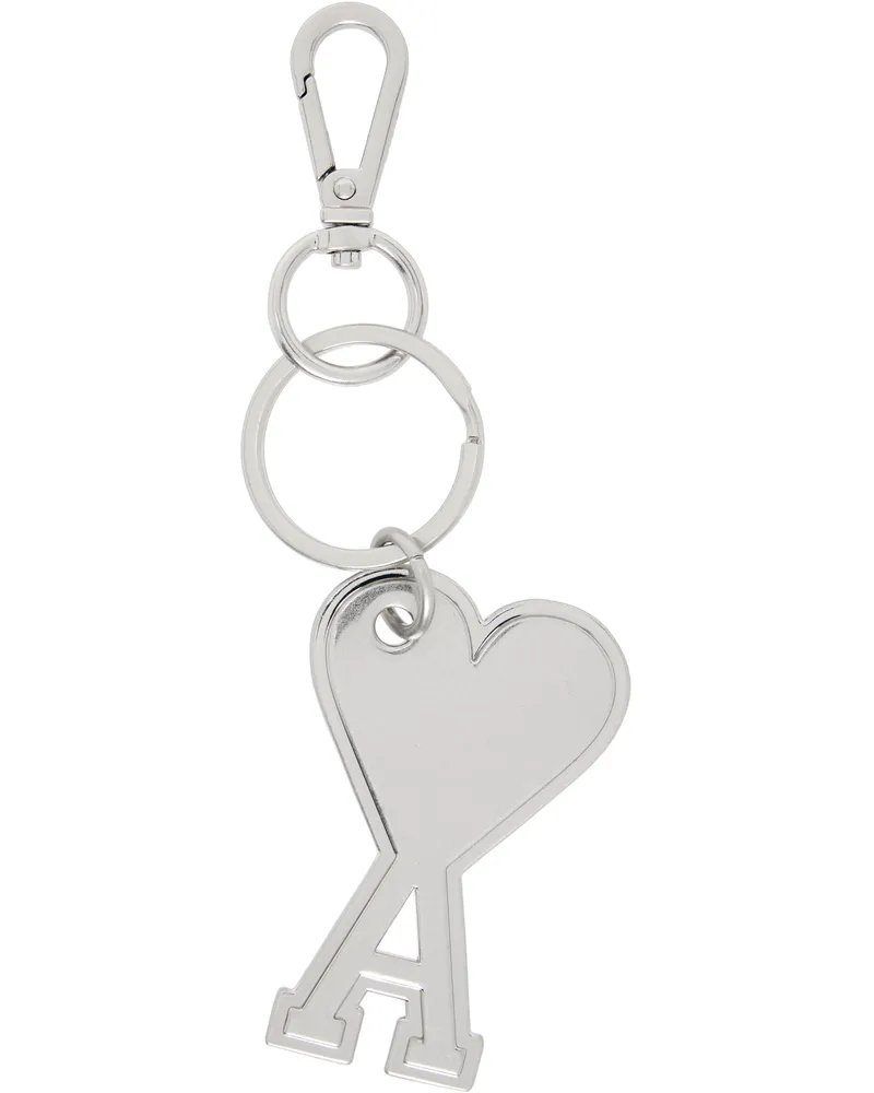 AMI Paris Silver Ami de Coeur Keychain Vibrated