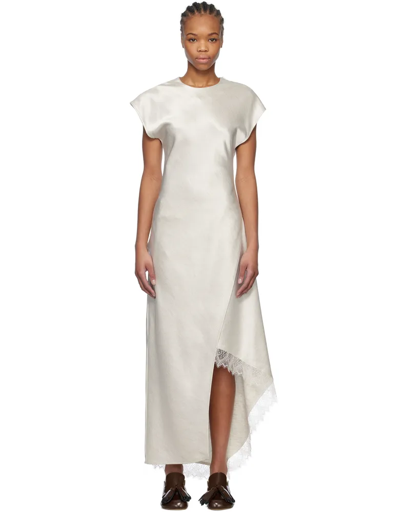 J.W.Anderson Off-White Asymmetric Lace Trim Layered Midi Dress 002