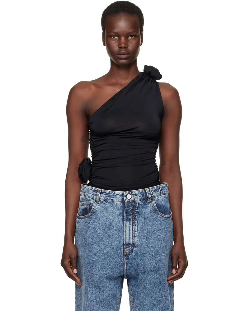 Magda Butrym Black One Shoulder Top Black