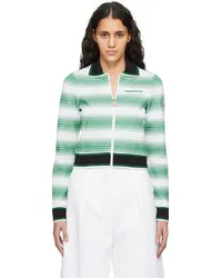 Casablanca Paris White & Green Striped Track Jacket White