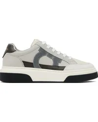 Ferragamo Gray Low Cut Gancini Outline Sneakers Bia