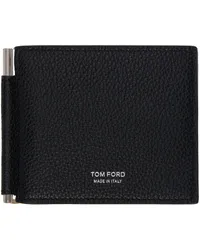 Tom Ford Black Grained Leather Money Clip Wallet Black