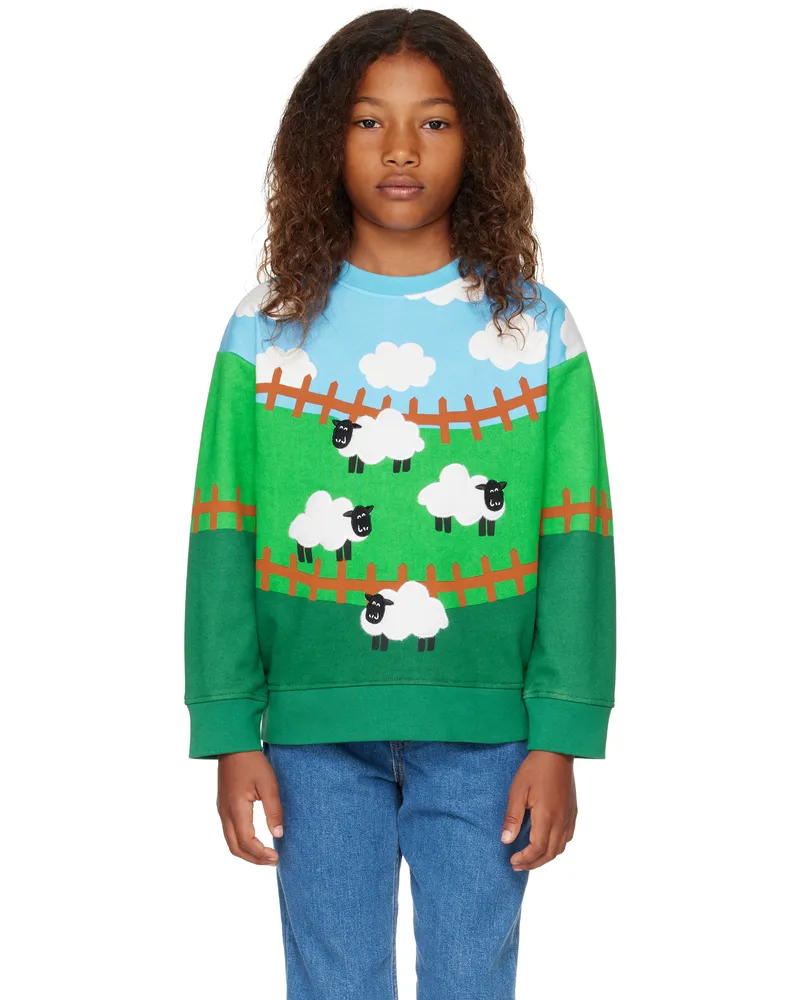 Stella McCartney Kids Green Sheep Cloud Sweatshirt 999mc