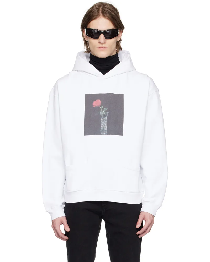 Ernest W. Baker White Rose Print Hoodie White