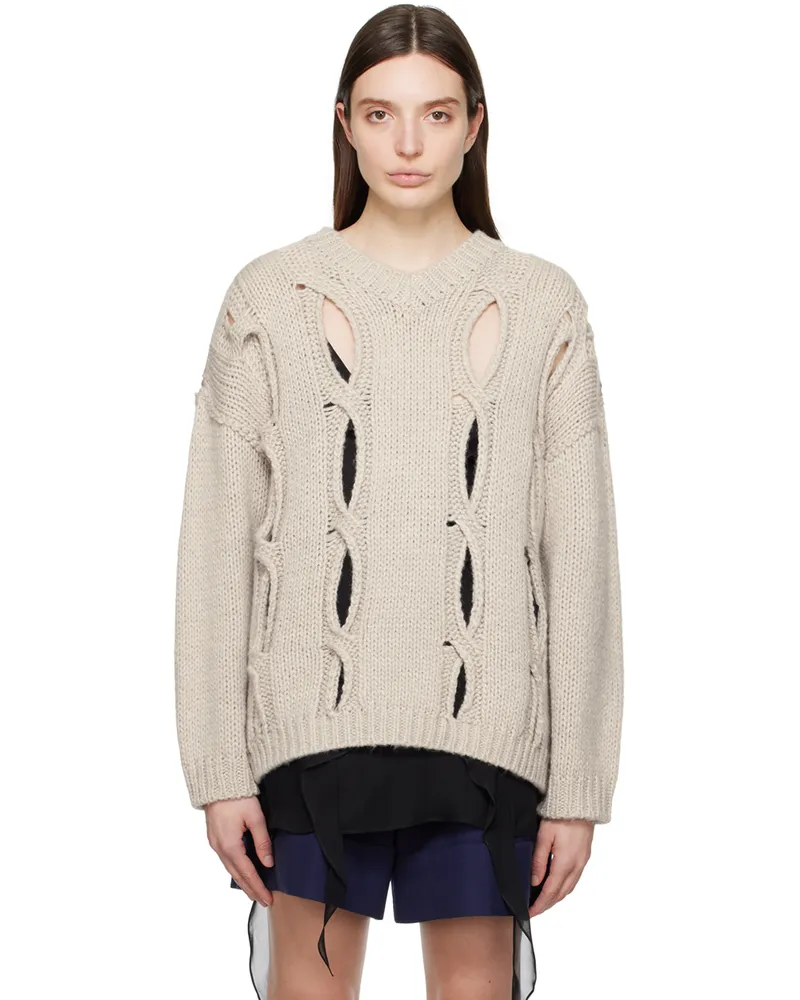 OPEN YY SSENSE Exclusive Gray Cutout Sweater Light