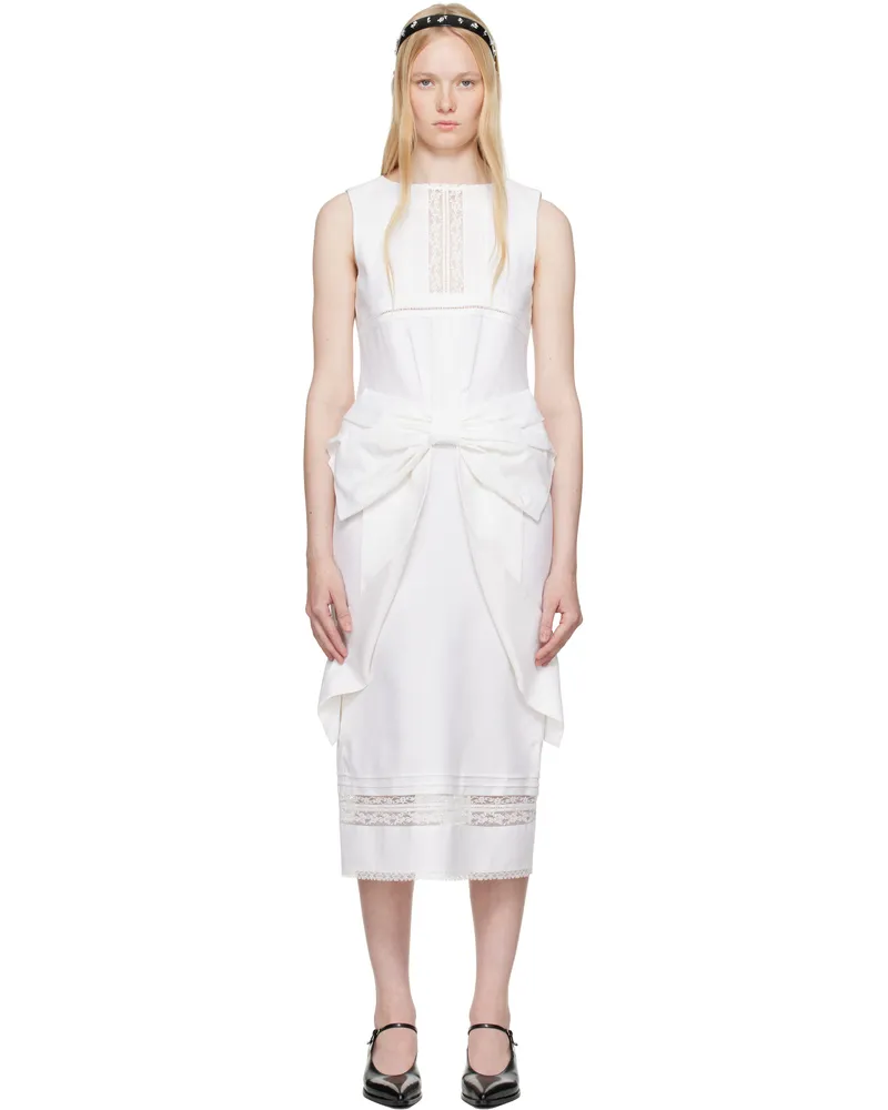 SHUSHU/TONG White Big Bow Midi Dress Wh100