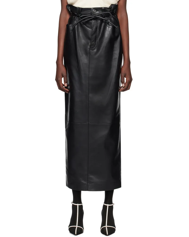 Nanushka Black Regenerated Leather Maxi Skirt Black