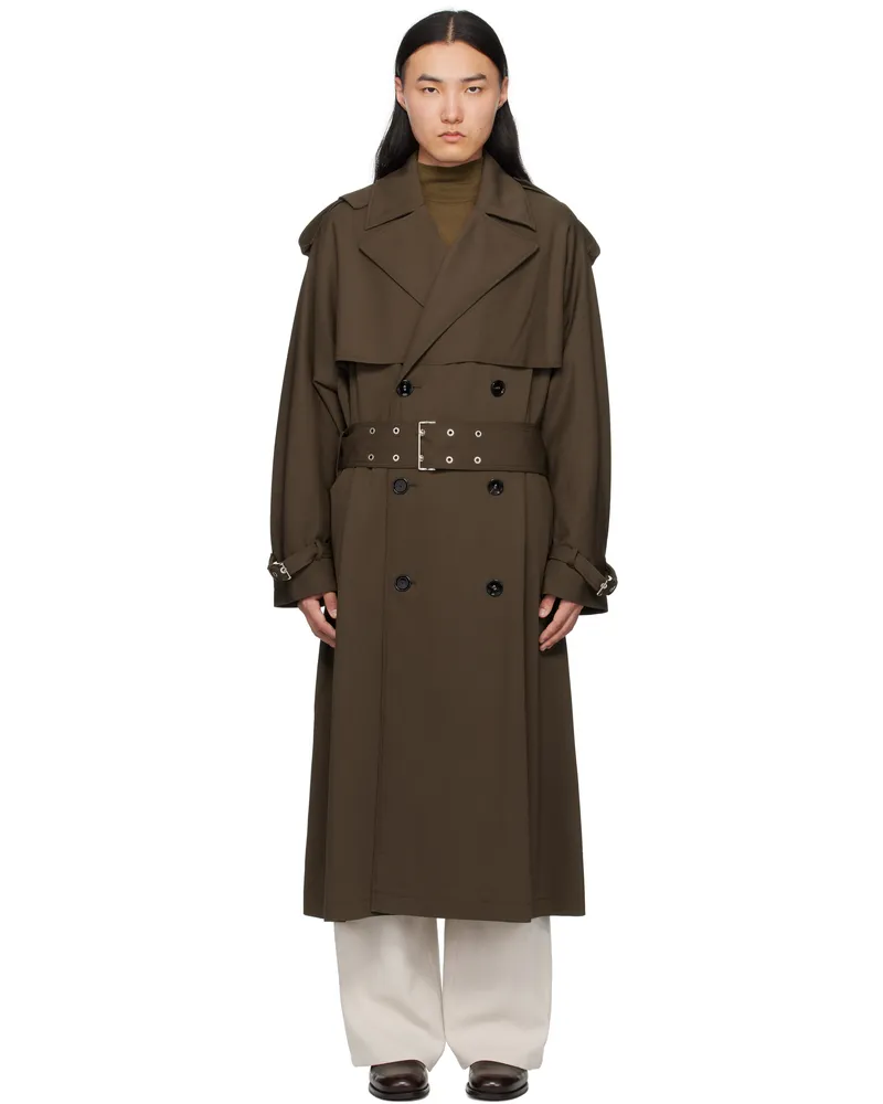AMI Paris Khaki Wool Trench Coat 377