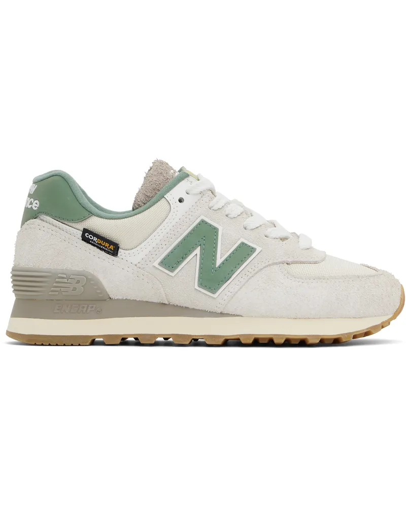 New Balance Beige & Green 574 Sneakers Calcium