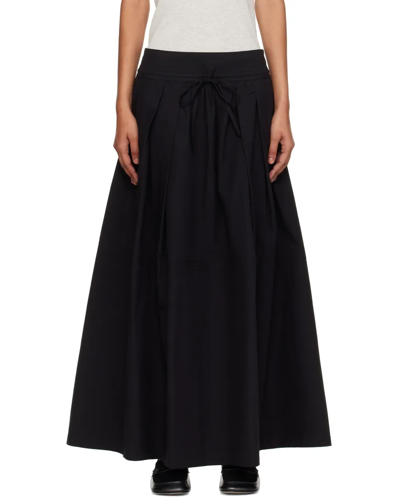 Studio Nicholson Black Ottowa Midi Skirt Washed