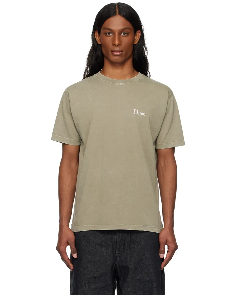 Dime Taupe Classic Small Logo T-shirt Faded
