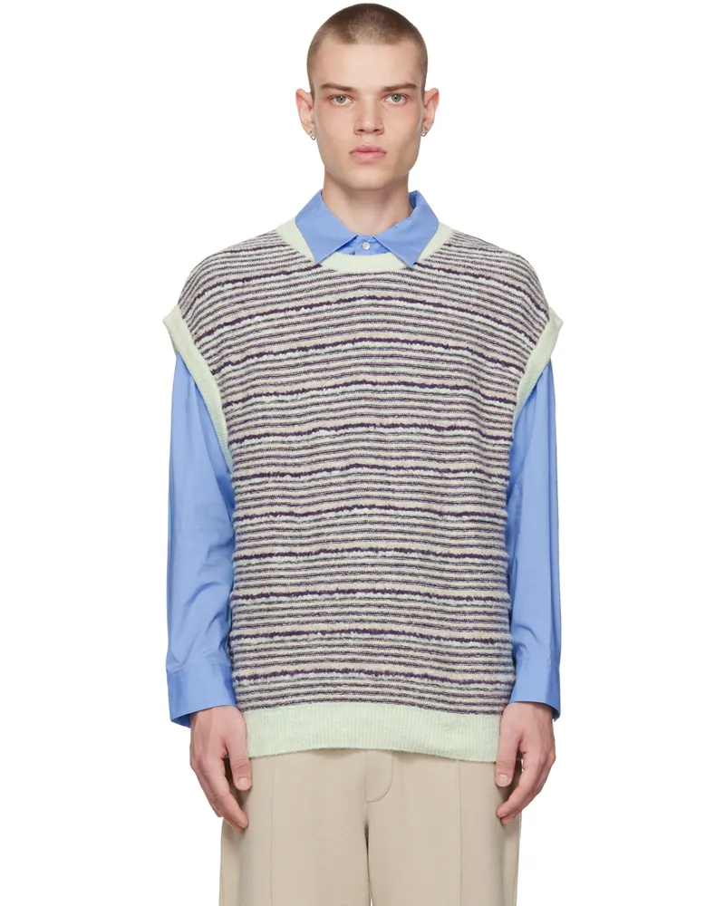 SOLID HOMME Purple Striped Vest 647v