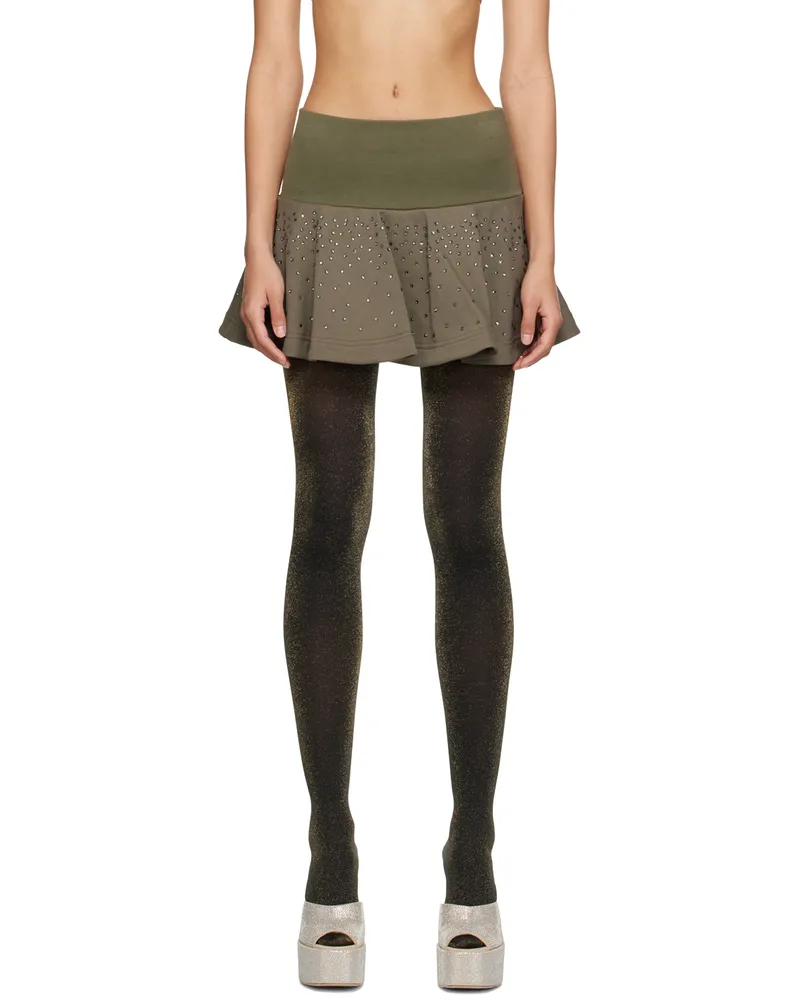 Blumarine Green Rhinestone Miniskirt N0567