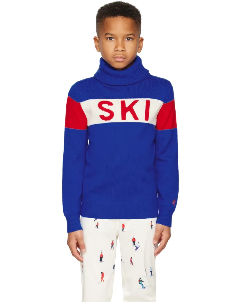 Perfect Moment Kids Blue 'Ski' Merino Wool Turtleneck True
